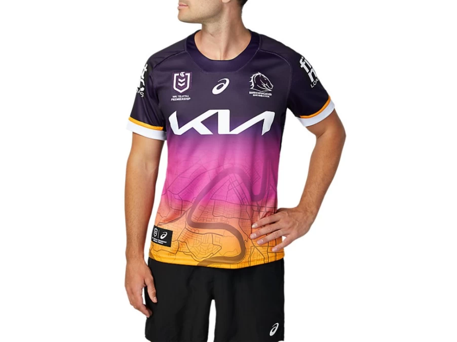 ASICS Mens Brisbane Broncos Alternate City Replica Jersey - Wa Dark Purple