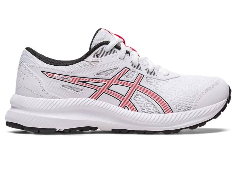 ASICS Kids' Contend 8 GS Running Shoes - White/Electric Red