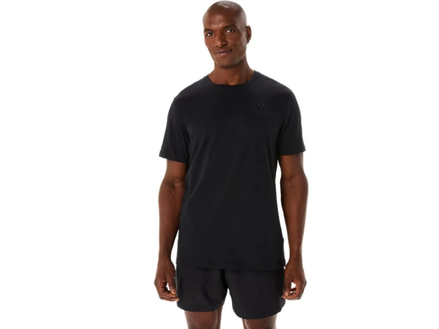 ASICS Men's Performance Black Spiral Embroidery Tee T-Shirt