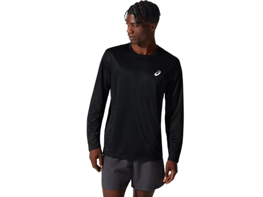 ASICS Men's Performance Black Silver Long Sleeved Top Athletic Shirt