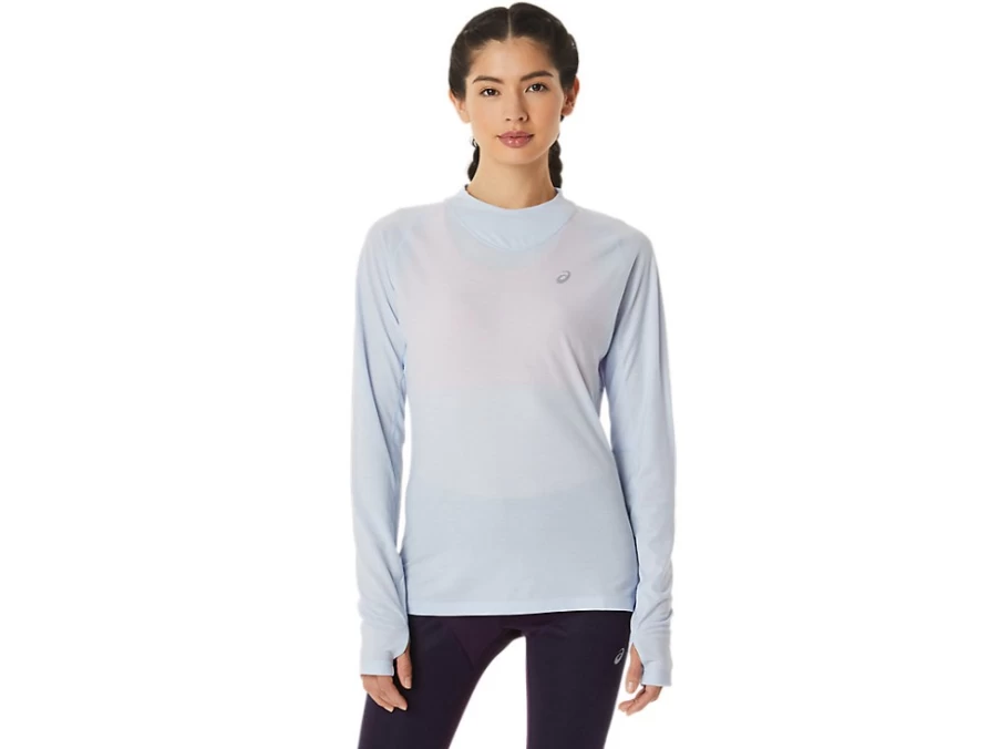 ASICS Women's Winter Run Long Sleeve Top in Soft Sky - Thermal Running Shirt for Cold Weather