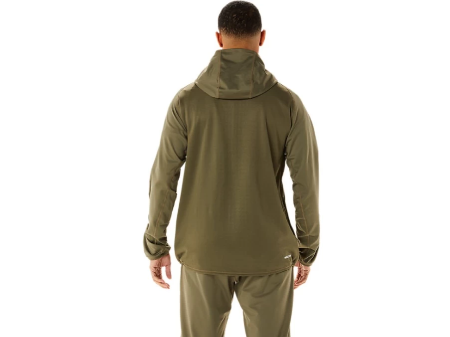 ASICS Men's Mantle Green Actibreeze Jacquard Brushed Knit Jacket - Lightweight Performance Outerwear