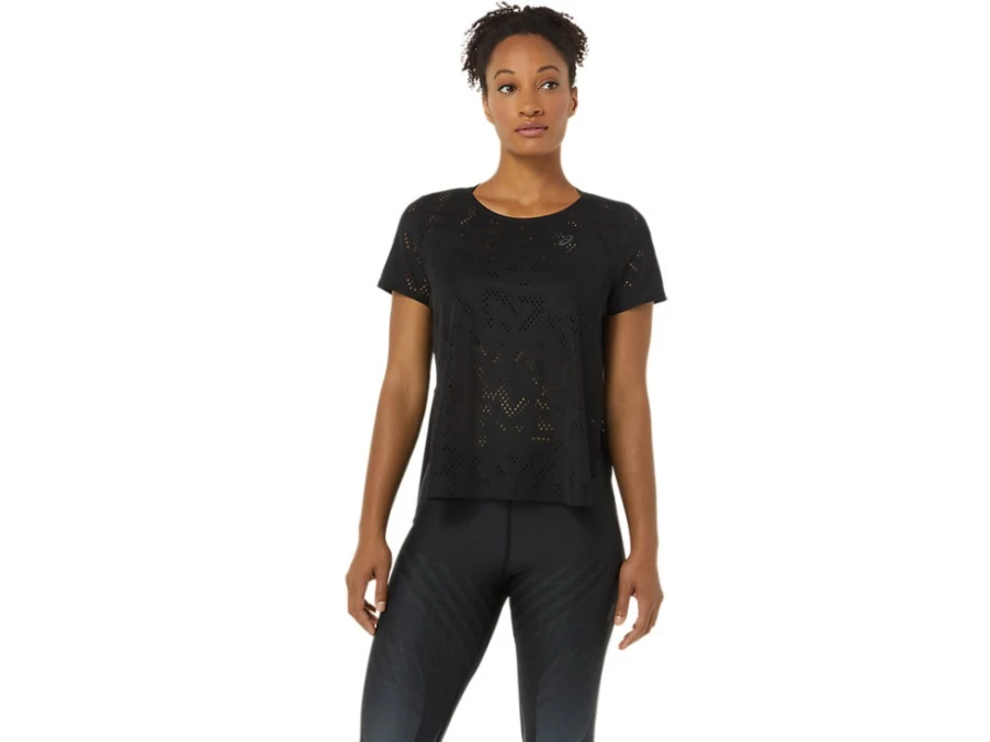 ASICS Women's Performance Black Actibreeze Ventilated Short Sleeve Top