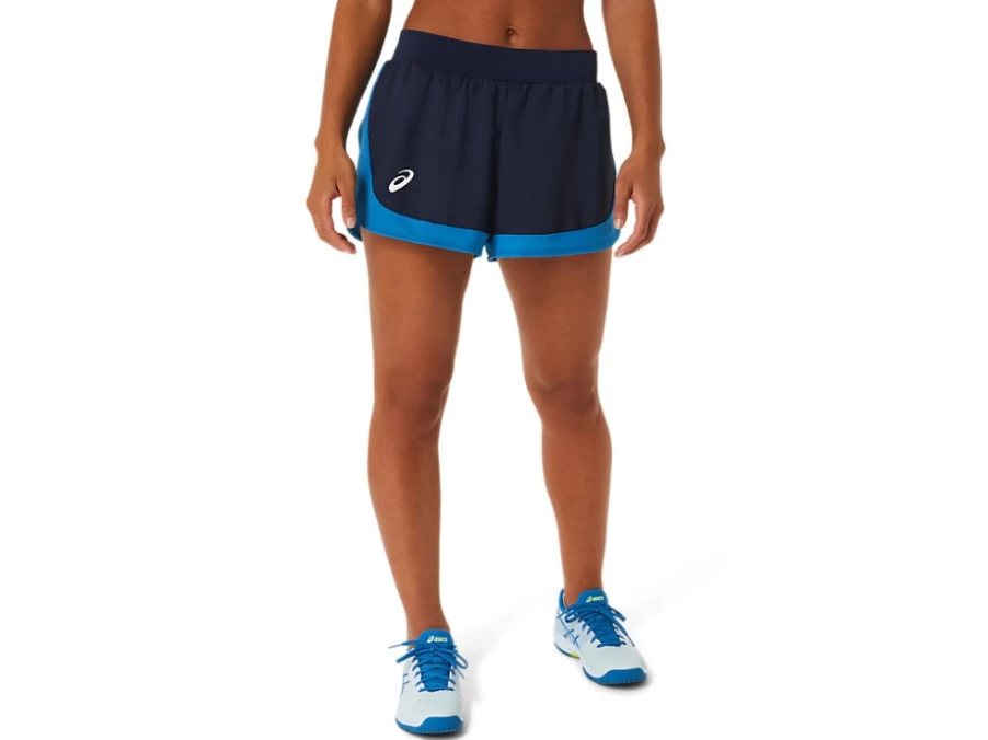 ASICS Women's Match Shorts - Midnight/Hazard Green Training Shorts for Women