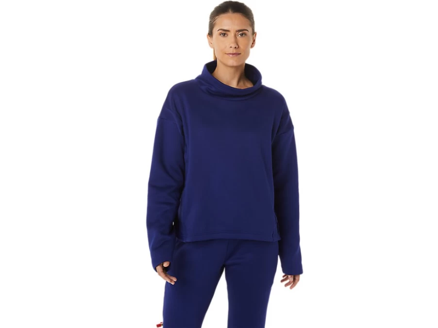 ASICS Women's Dive Blue Brushed Knit Pullover Sweater