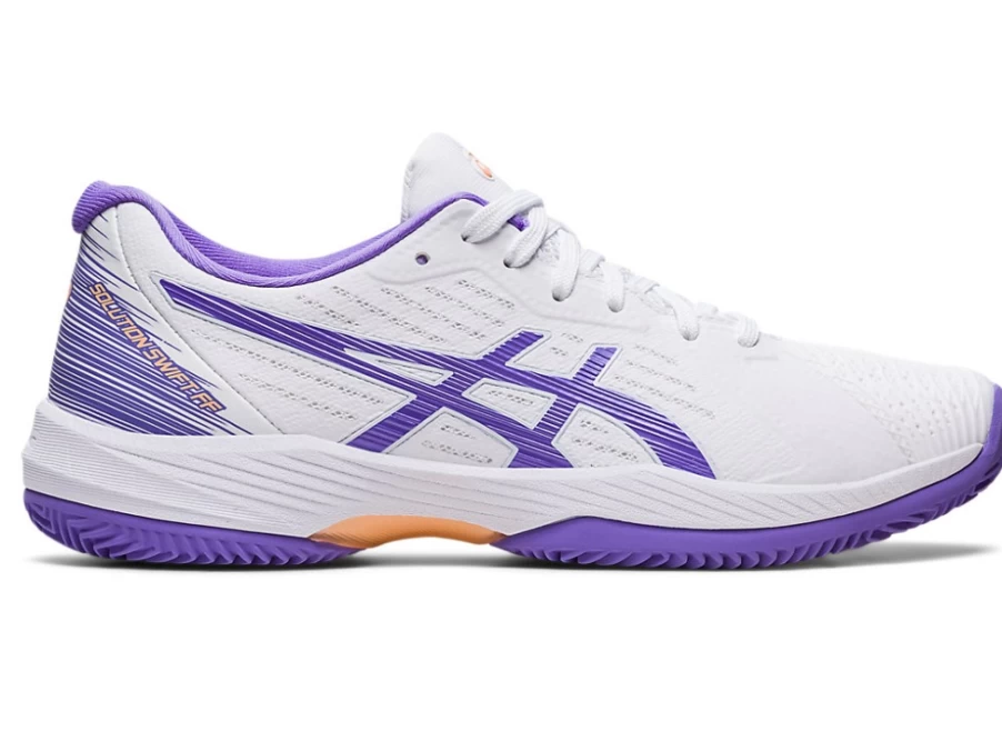 ASICS Women's Solution Swift FF Herringbone Tennis Shoes in White/Amethyst