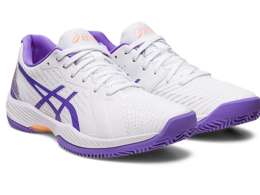 ASICS Women's Solution Swift FF Herringbone Tennis Shoes in White/Amethyst