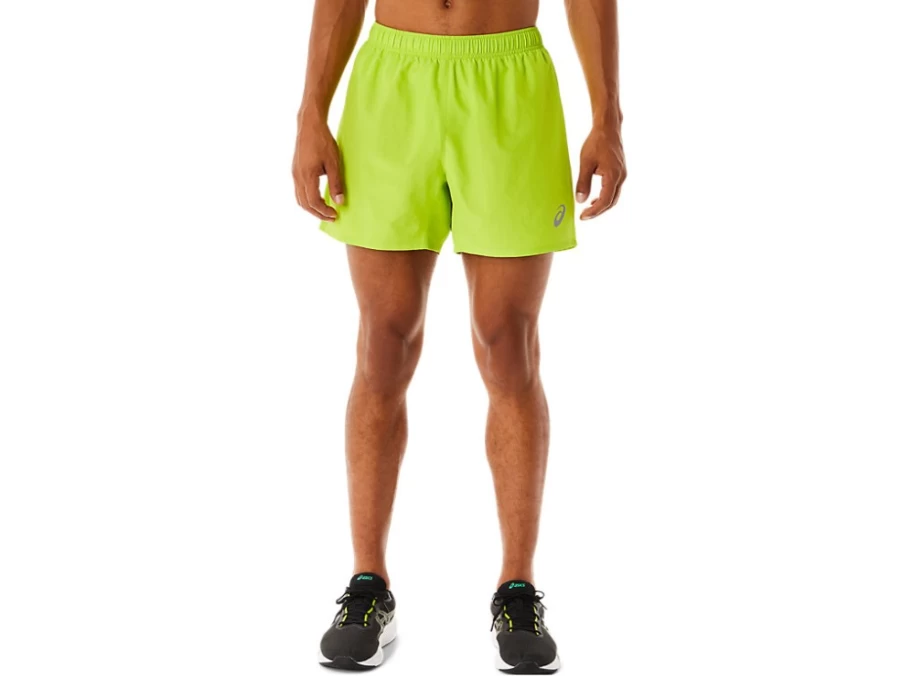 ASICS Men's Silver 5 Inch Short in Lime Zest - Lightweight Running Shorts