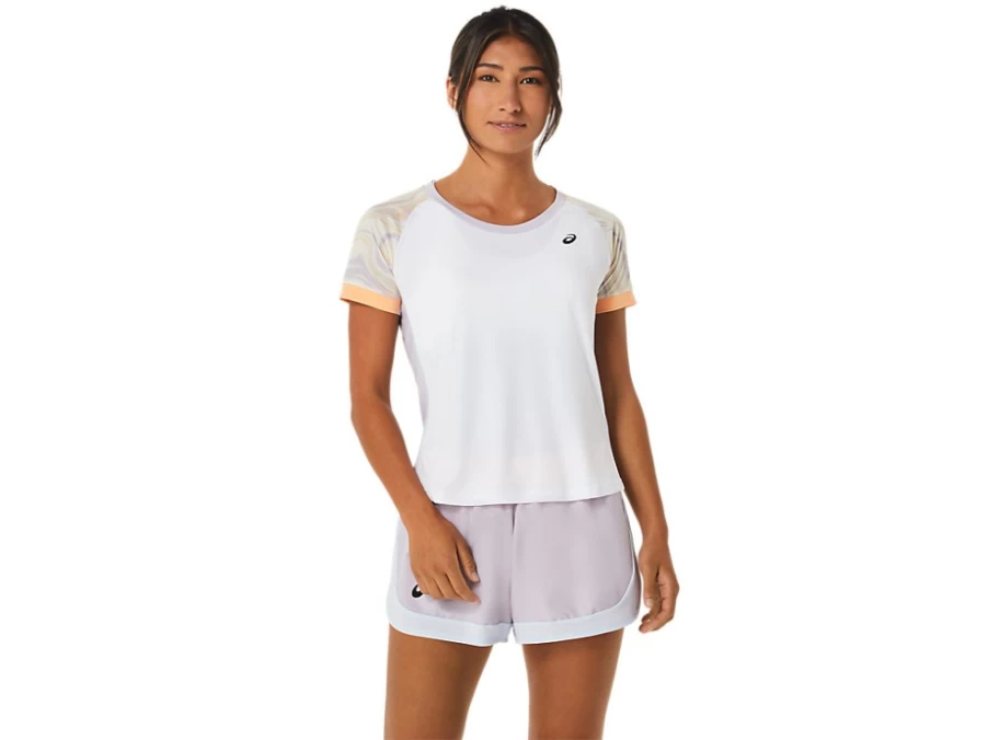 ASICS Women's Dusk Violet & Brilliant White Graphic Court Short Sleeve Top
