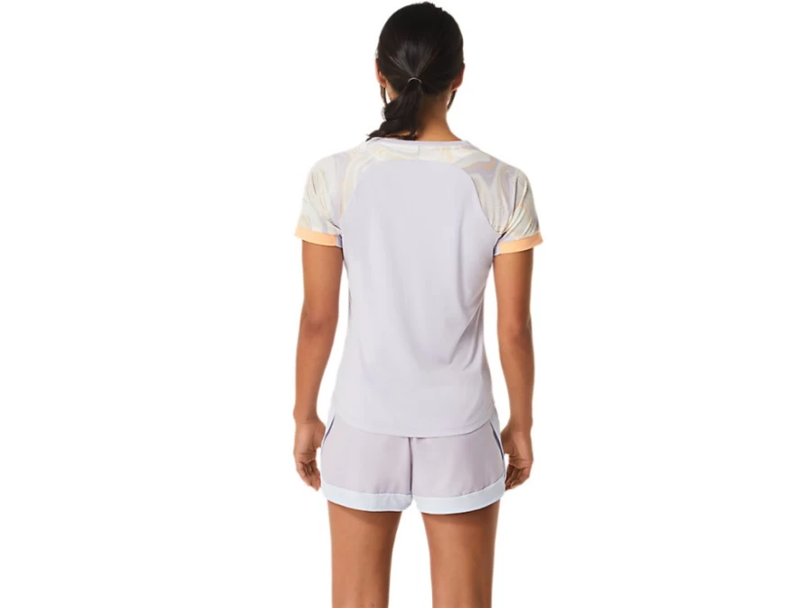 ASICS Women's Dusk Violet & Brilliant White Graphic Court Short Sleeve Top