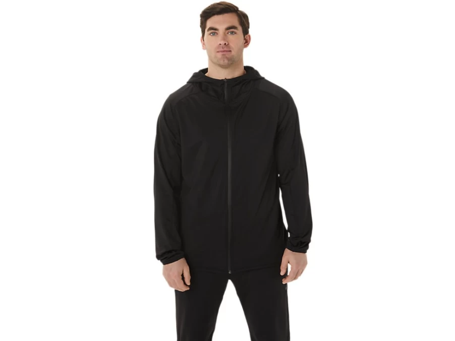 ASICS Men's Performance Black Actibreeze Jacquard Brushed Knit Jacket - Lightweight Athletic Outerwear