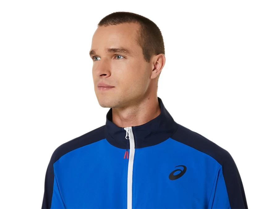 ASICS Men's Match Jacket in Tuna Blue & Midnight - Lightweight Performance Track Top