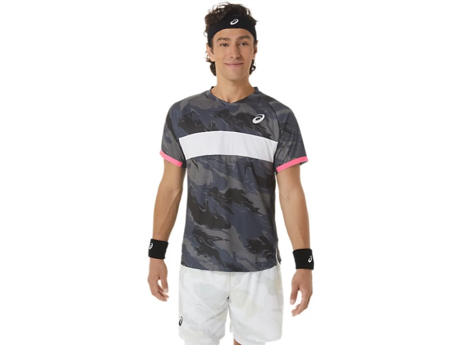 ASICS Men's Carrier Grey Graphic Short Sleeve T-Shirt - Match Design Athletic Top