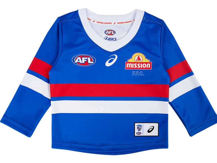 ASICS Electric Blue Western Bulldogs Kids Replica Home Guernsey Long Sleeve Jersey