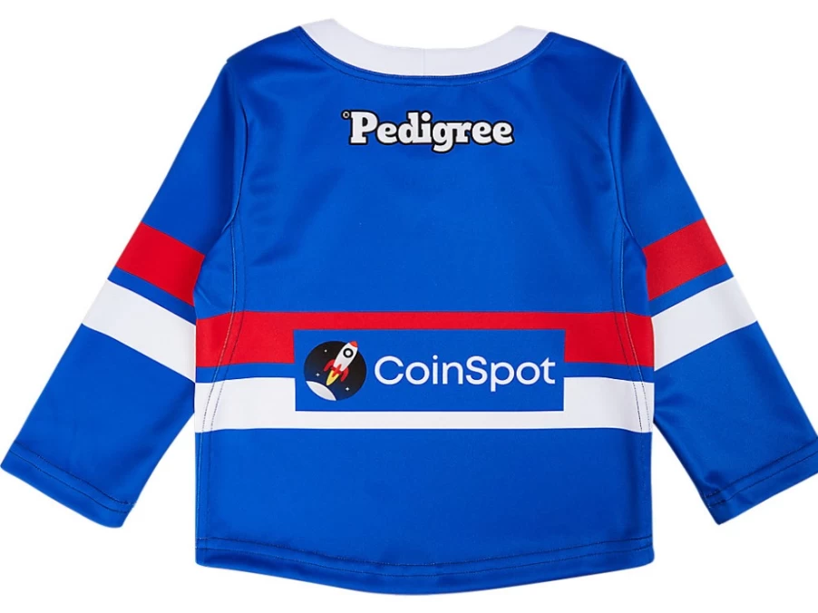 ASICS Electric Blue Western Bulldogs Kids Replica Home Guernsey Long Sleeve Jersey