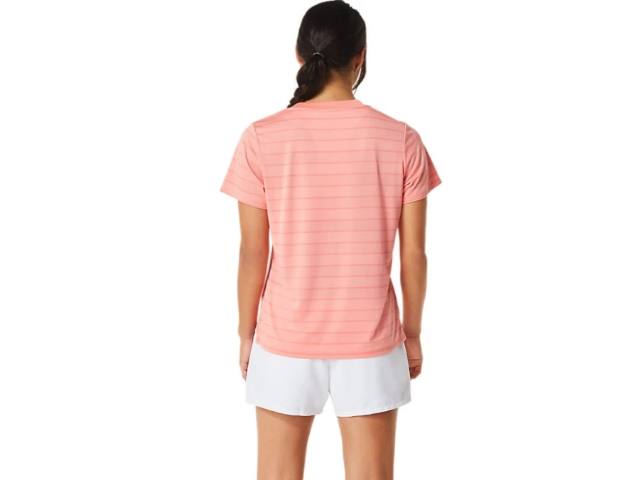ASICS Women's Guava Court Stripe Short Sleeve Tennis Top