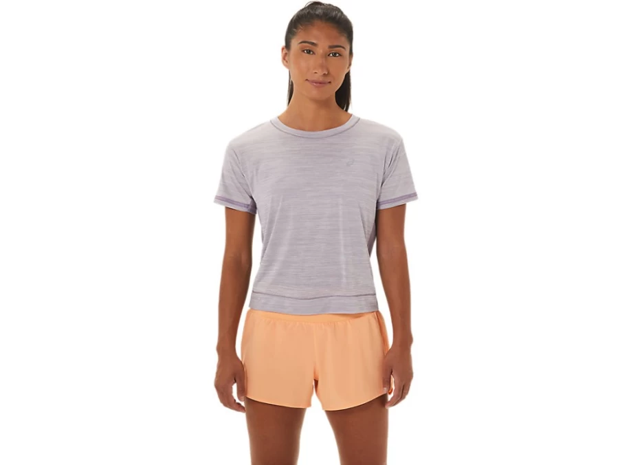 ASICS Women's Race Crop Top in Violet Quartz/Dusk Violet - Lightweight Running Shirt