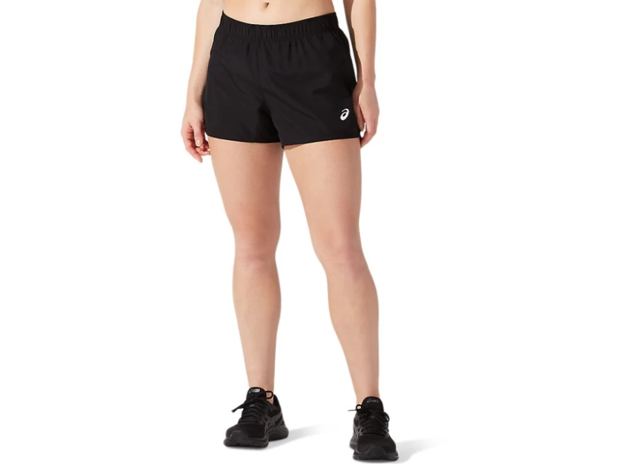 ASICS Women's Performance Black Silver 4 Inch Shorts - Athletic Running Shorts