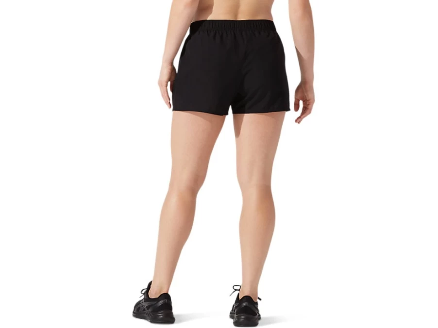 ASICS Women's Performance Black Silver 4 Inch Shorts - Athletic Running Shorts
