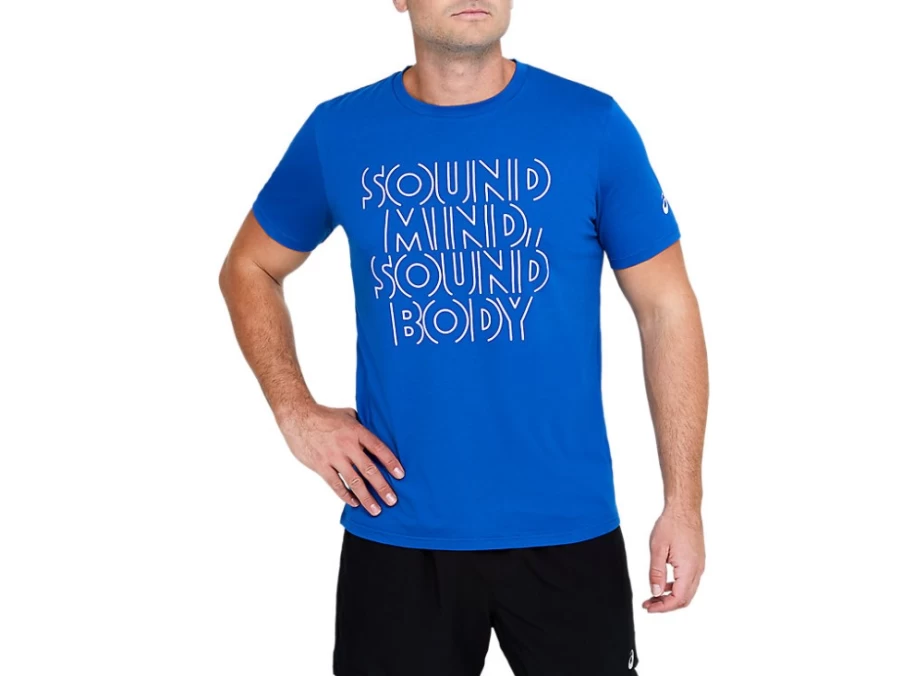 ASICS Men's Lake Drive Heritage Font Graphic Tee - Vintage-Inspired Logo T-Shirt