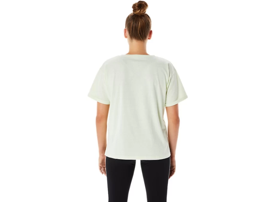 ASICS Women's Whisper Green Relaxed Fit Graphic Training Tee for Core Workouts