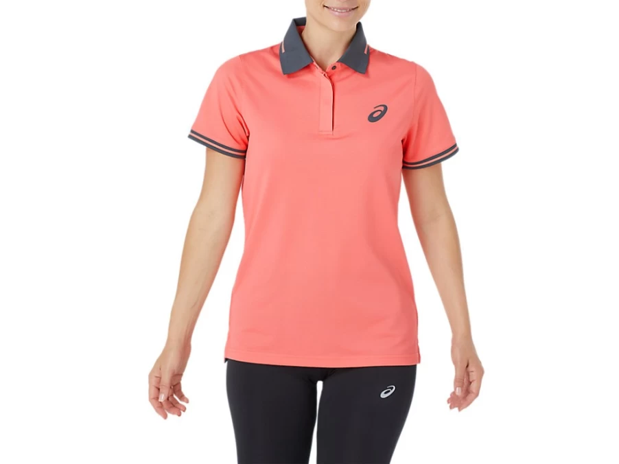 ASICS Women's Performance Polo Shirt in Papaya - Moisture-Wicking & Breathable Tennis Top