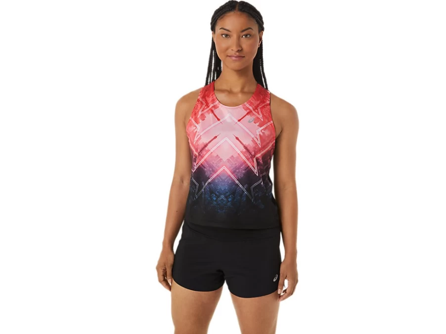 ASICS Women's Marathon Tank Top - Pink Rave, Diva Pink & Indigo Blue Running Shirt