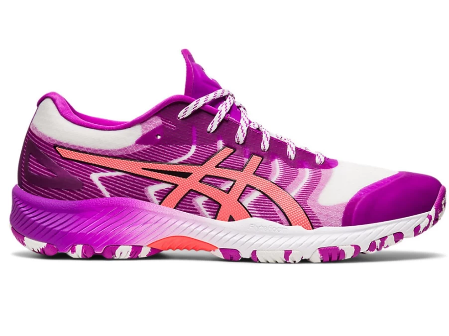 ASICS Women's Netburner Professional FF 3 White/Flash Coral Tennis Shoes