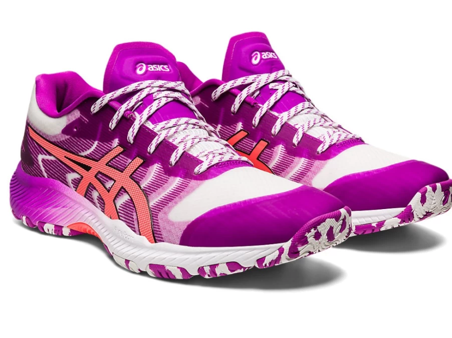 ASICS Women's Netburner Professional FF 3 White/Flash Coral Tennis Shoes