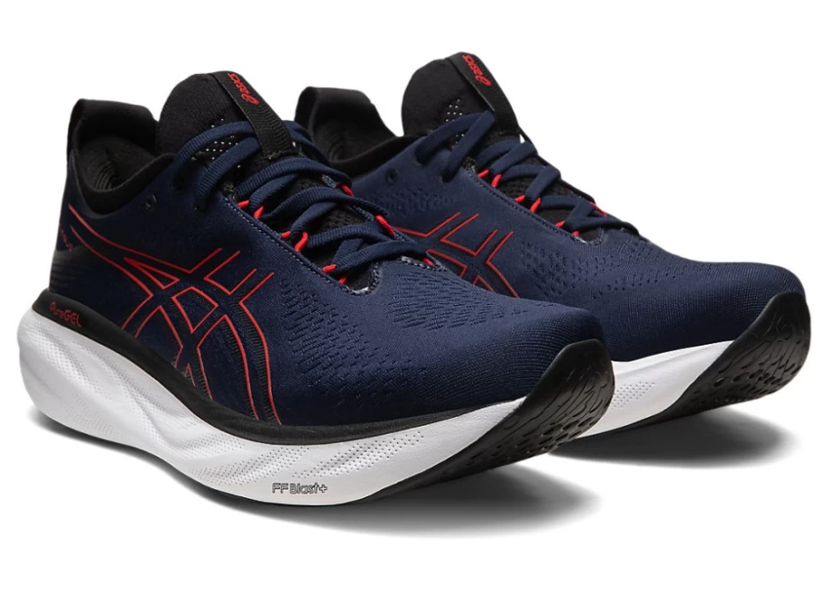 ASICS Gel-Nimbus 25 Men's Running Shoes - Midnight/Electric Red, Cushioned Comfort for Long-Distance