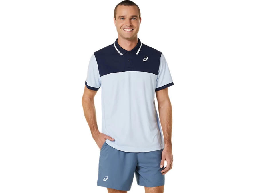 ASICS Men's Court Polo Shirt - Soft Sky & Midnight Tennis Top for Men
