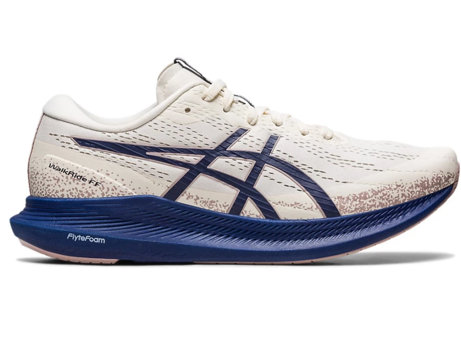 ASICS Women's Walkride FF Sneakers in Cream/Indigo Blue - Lightweight Running Shoes