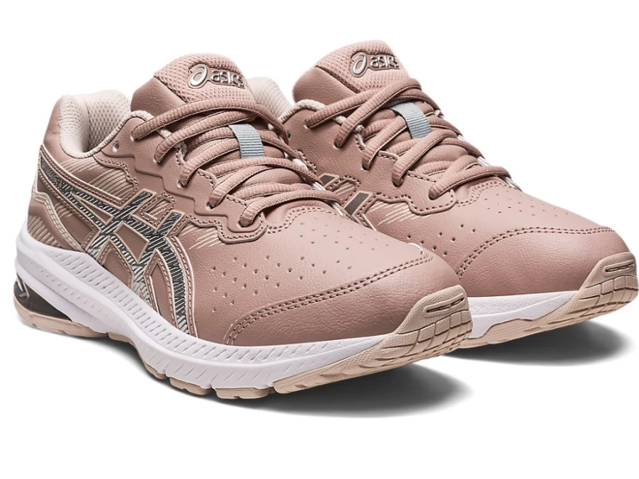 ASICS GT-1000 Kids' Running Shoes - Synthetic Leather - Fawn/Pure Silver - 2 GS