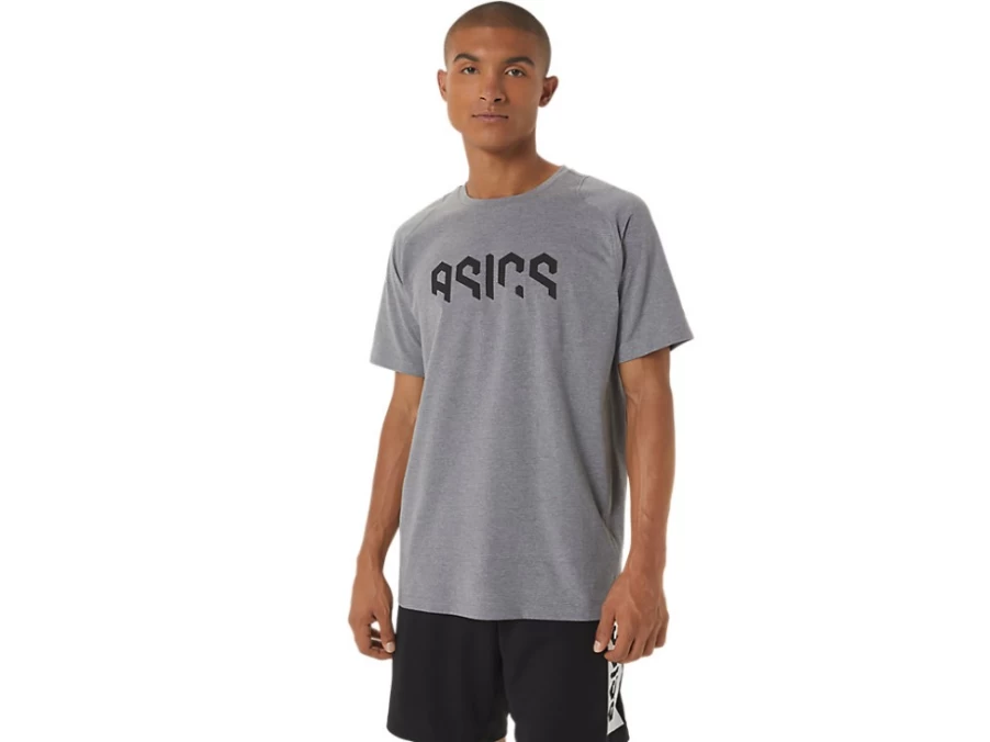 ASICS Men's Metropolis Heather Hex Graphic Cotton Blend Short Sleeve T-Shirt