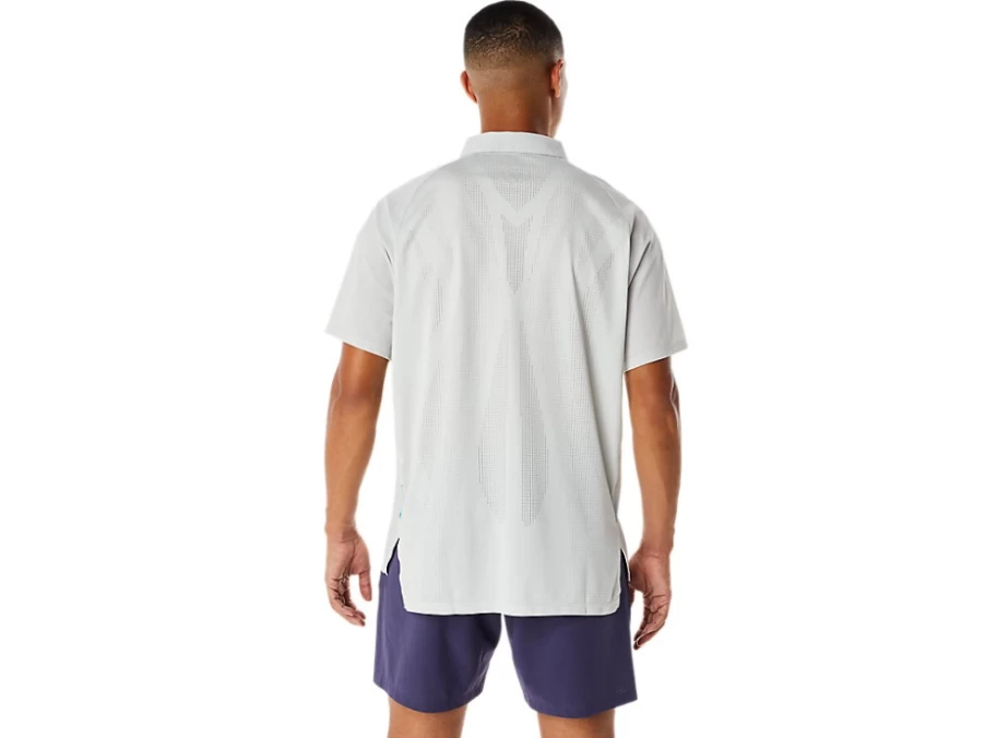 ASICS Men's Glacier Grey Jacquard Polo Shirt – Actibreeze Performance & Comfort