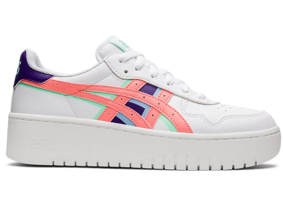 ASICS Women's Japan S Platform Sneakers in White/Sun Coral - Detail Manipulation Design