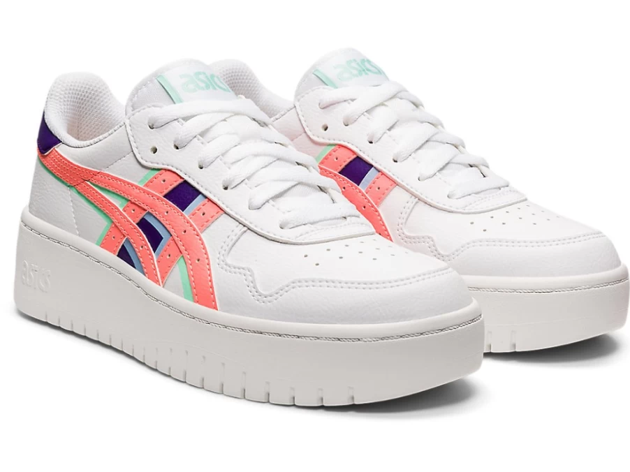 ASICS Women's Japan S Platform Sneakers in White/Sun Coral - Detail Manipulation Design