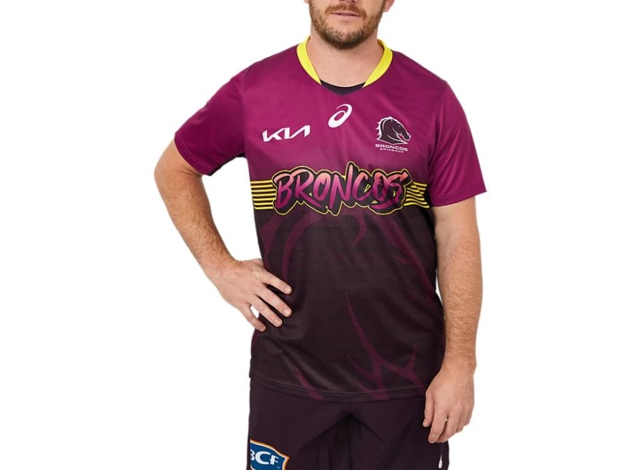 ASICS Men's Brisbane Broncos Replica Run Out Tee - Deep Mars
