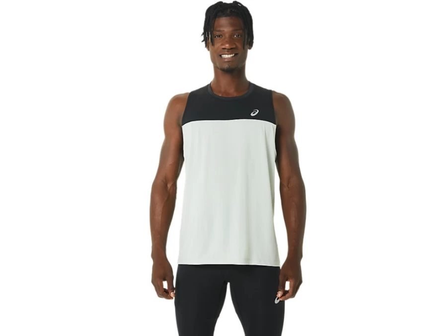 ASICS Men's Race Singlet - Performance Black/Light Sage Running Top