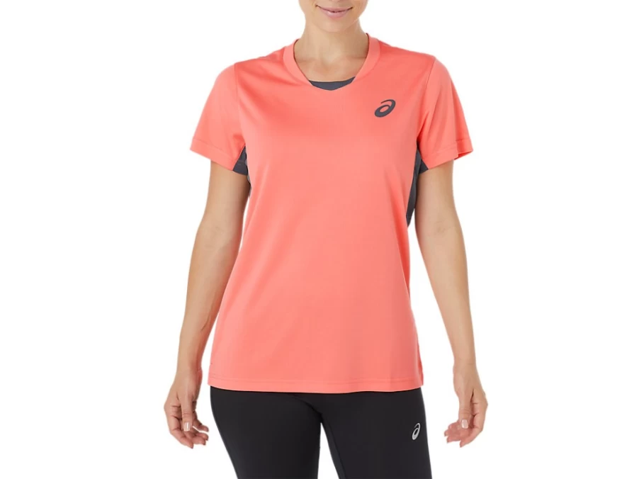 ASICS Women's Performance Tee in Vibrant Papaya Color for Active Lifestyles