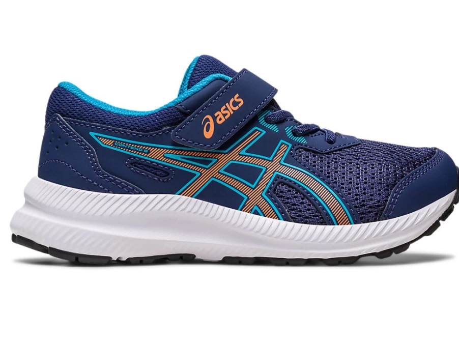 ASICS Kids' Contend 8 Ps Sneakers in Indigo Blue/Sun Peach - Lightweight Running Shoes for Children