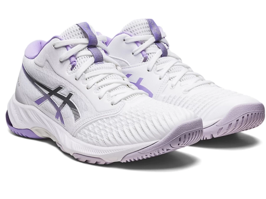 ASICS Women's Netburner Ballistic FF MT 3 Volleyball Shoes in White/Digital Violet