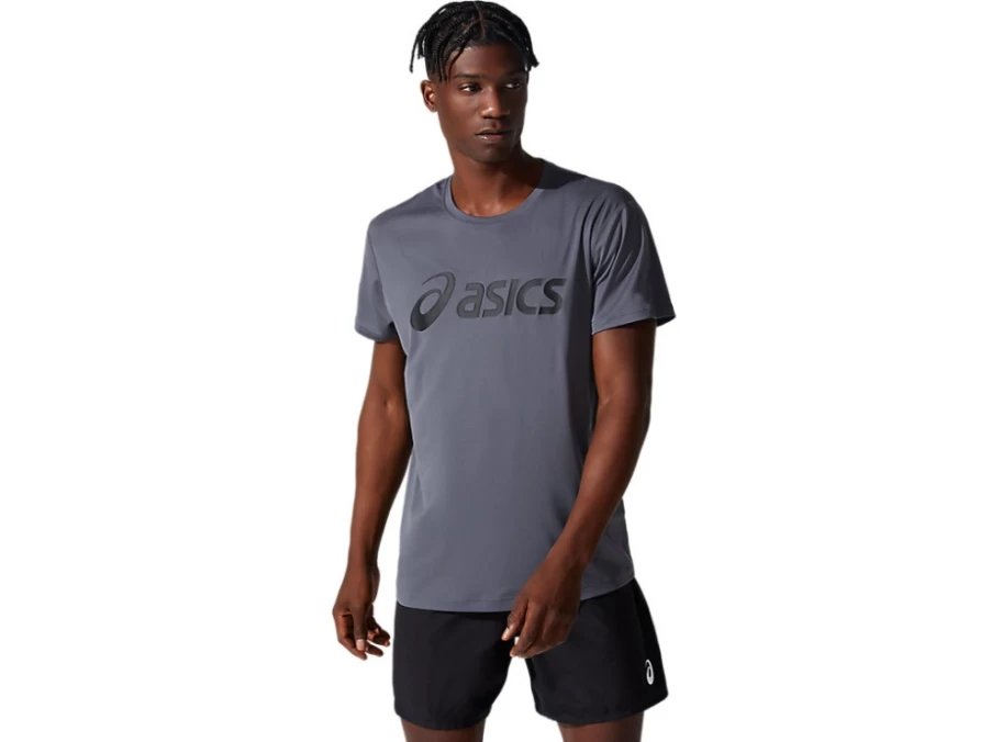 ASICS Men's Silver Top - Carrier Grey/Performance Black Running Shirt