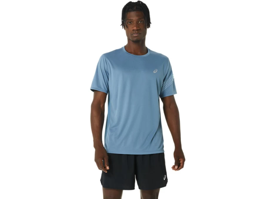 ASICS Men's Steel Blue & Sky Icon Short Sleeve Top