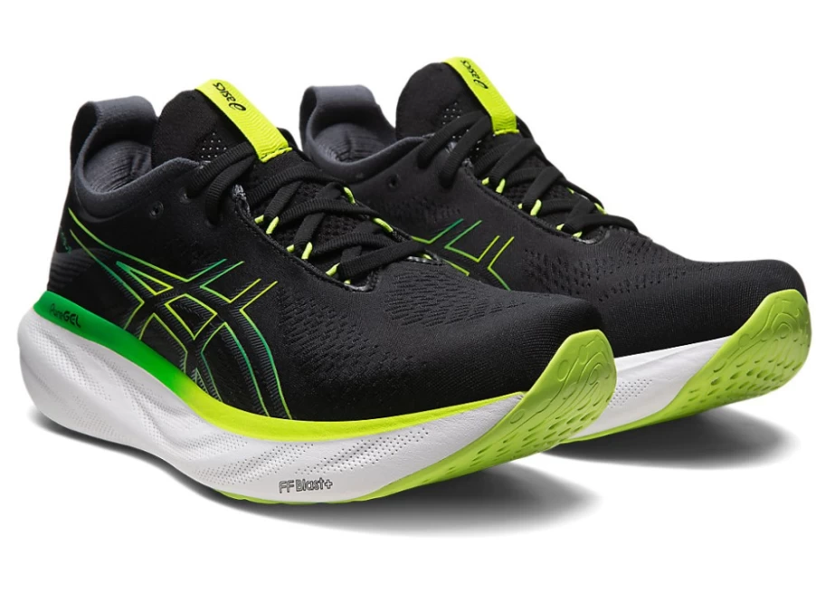 ASICS Gel-Nimbus 25 Men's Running Shoes - Black/Lime Zest - Cushioned Comfort for Long-Distance Runners