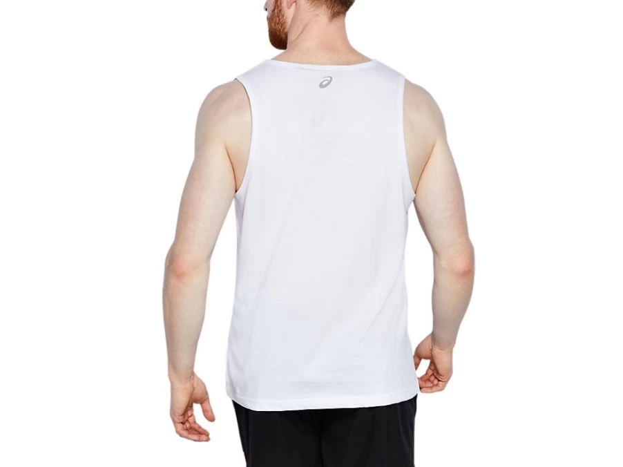 ASICS Men's White Logo Tank Top - Breathable Athletic Shirt