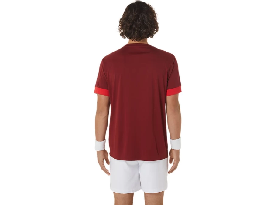 ASICS Men's Beet Juice/Classic Red Court Short Sleeve Tennis Top