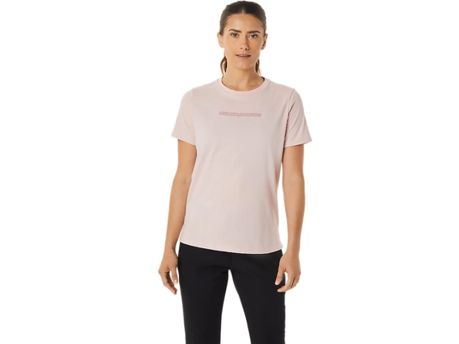 ASICS Women's Ginger Peach Logo Graphic Tee - Casual Short Sleeve T-Shirt
