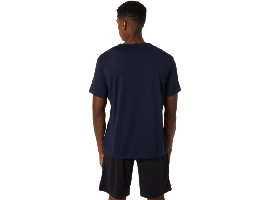 ASICS Men's Hex Graphic Dry Short Sleeve T-Shirt - Midnight/Brilliant White - Moisture-Wicking Active Tee