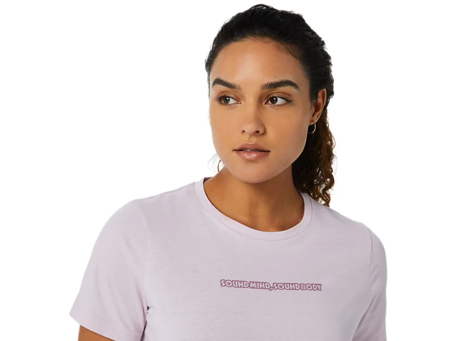 ASICS Women's Barely Rose Logo Graphic Tee - Stylish Casual T-Shirt